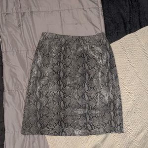 90s INC grey leather snake print midi skirt